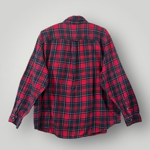 Chap's Men's Size XXL Plaid Flannel Button Down. Holiday Red & Hunter Green - Picture 2 of 9